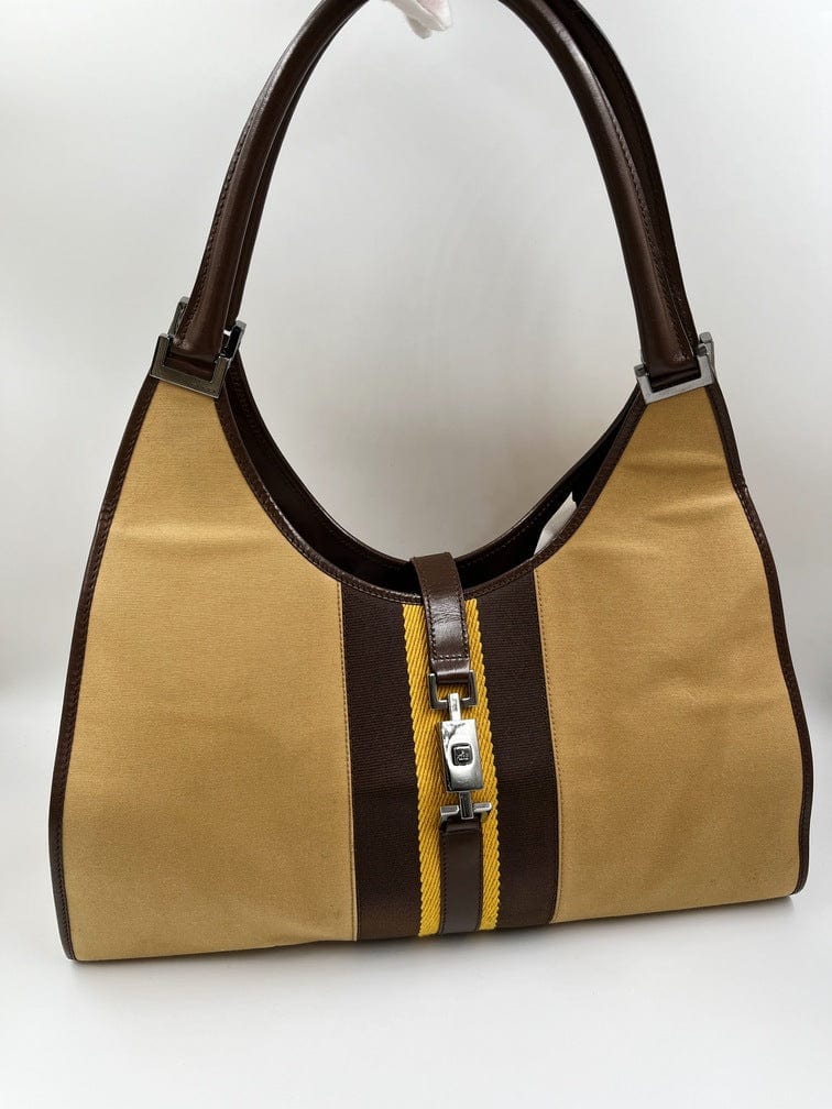 Gucci Jackie Leather Canvas Shoulder Bag Style 26