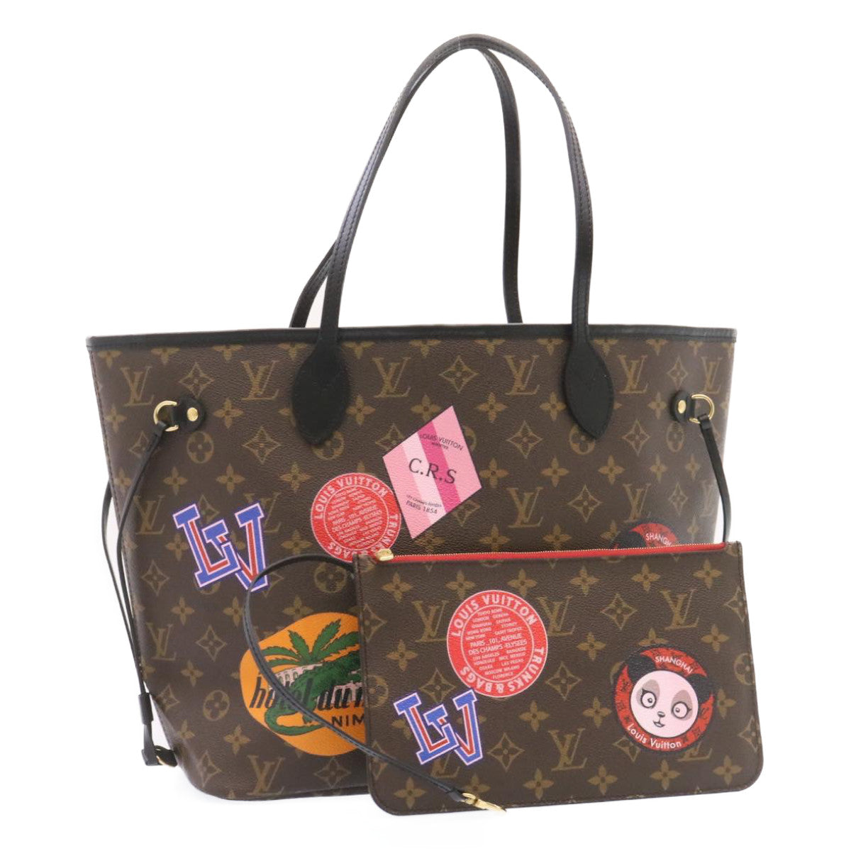 LOUIS VUITTON Monogram World Tour Neverfull MM Tote Bag LV 26563A