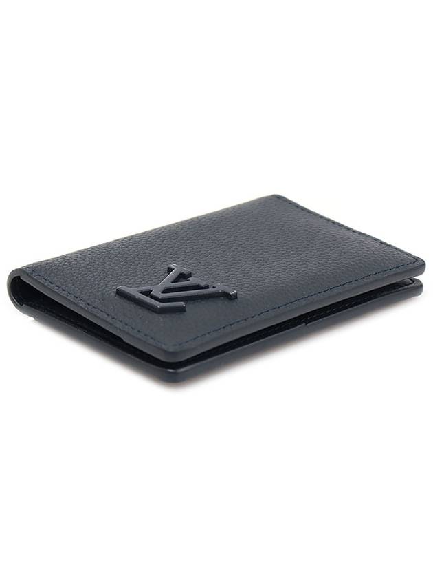 Luxury Saint Laurent Trending 2026 M69979 Ink Blue Grain Calfskin LV Aerogram Pocket Organizer Card Holder