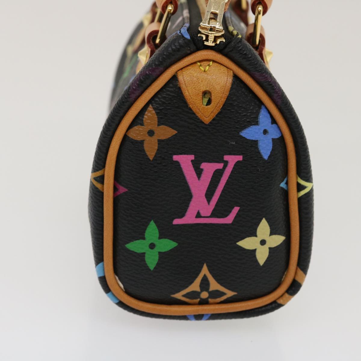 Louis Vuitton Monogram Multicolor Mini Hand Bag Black Auth 27252A