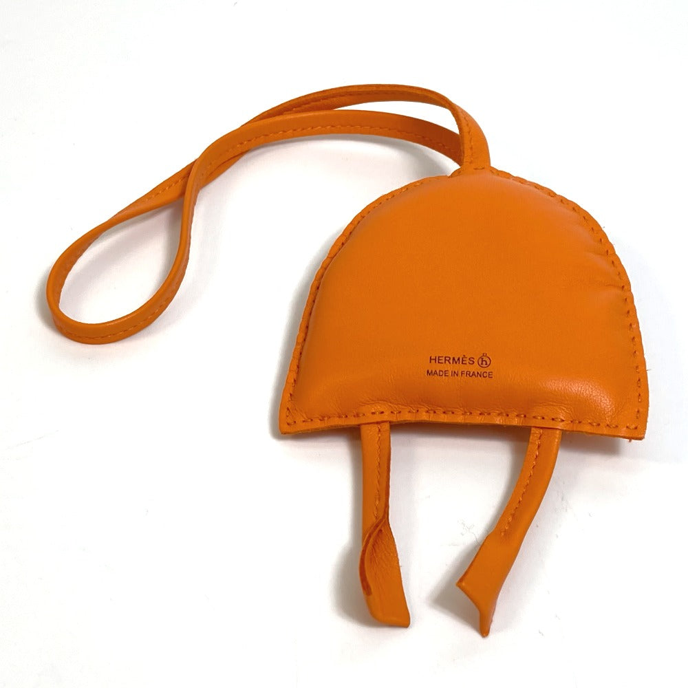 HERMES Bag charm Leather, Buffalo Horn Orange petit ash owl unisex(Unisex)