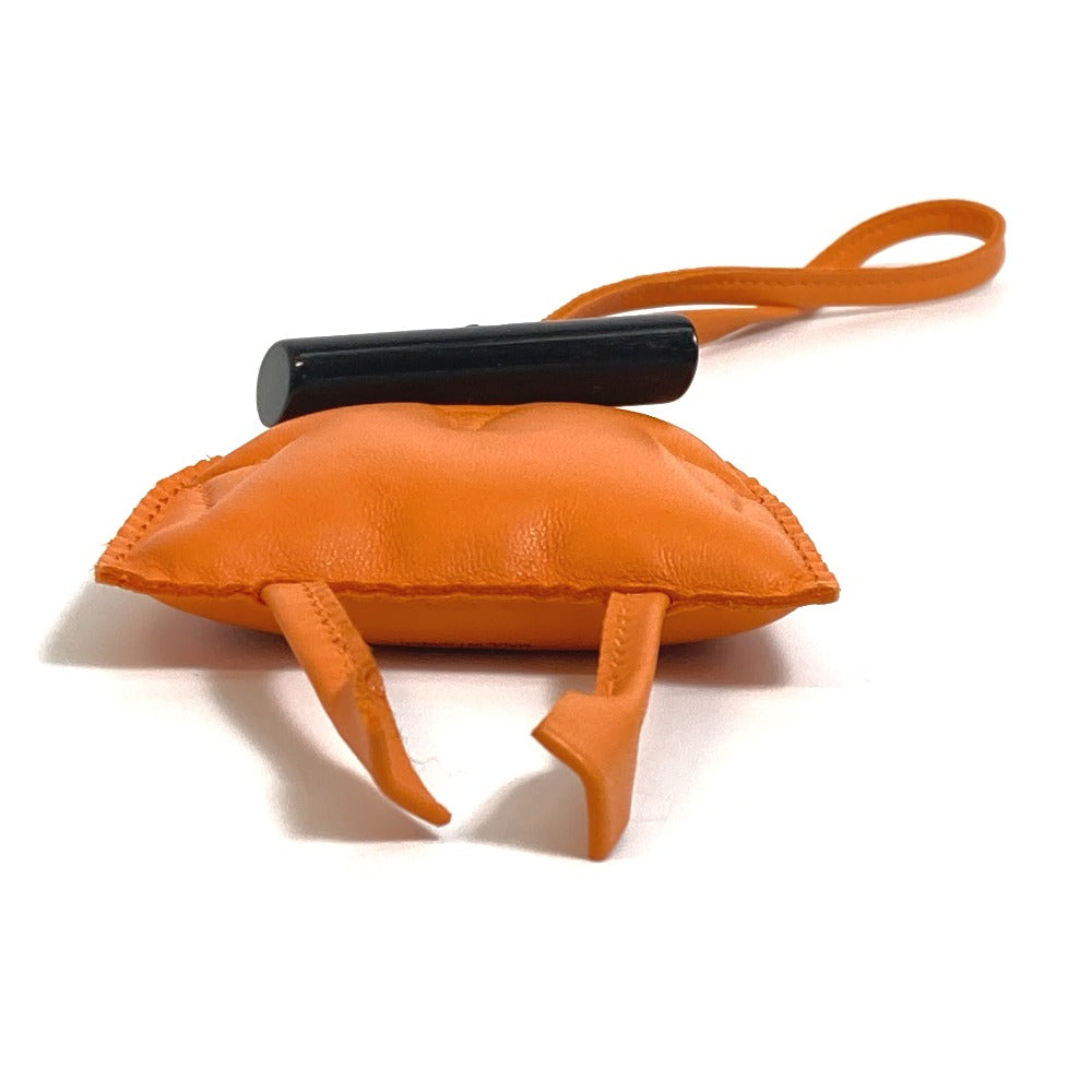 HERMES Bag charm Leather, Buffalo Horn Orange petit ash owl unisex(Unisex)