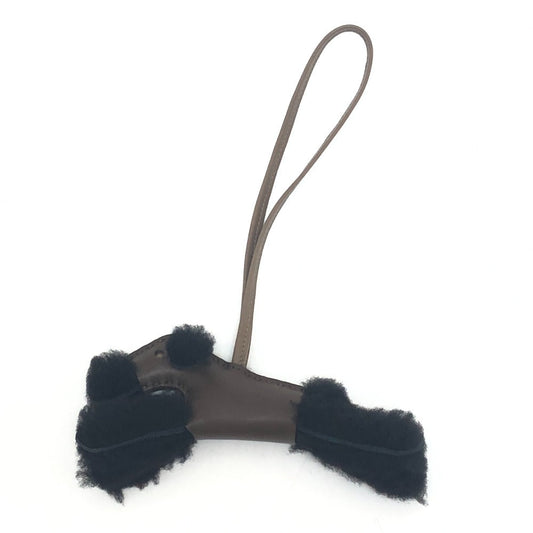 HERMES Bag charm Sheepskin, Mouton Brown Paddy charm