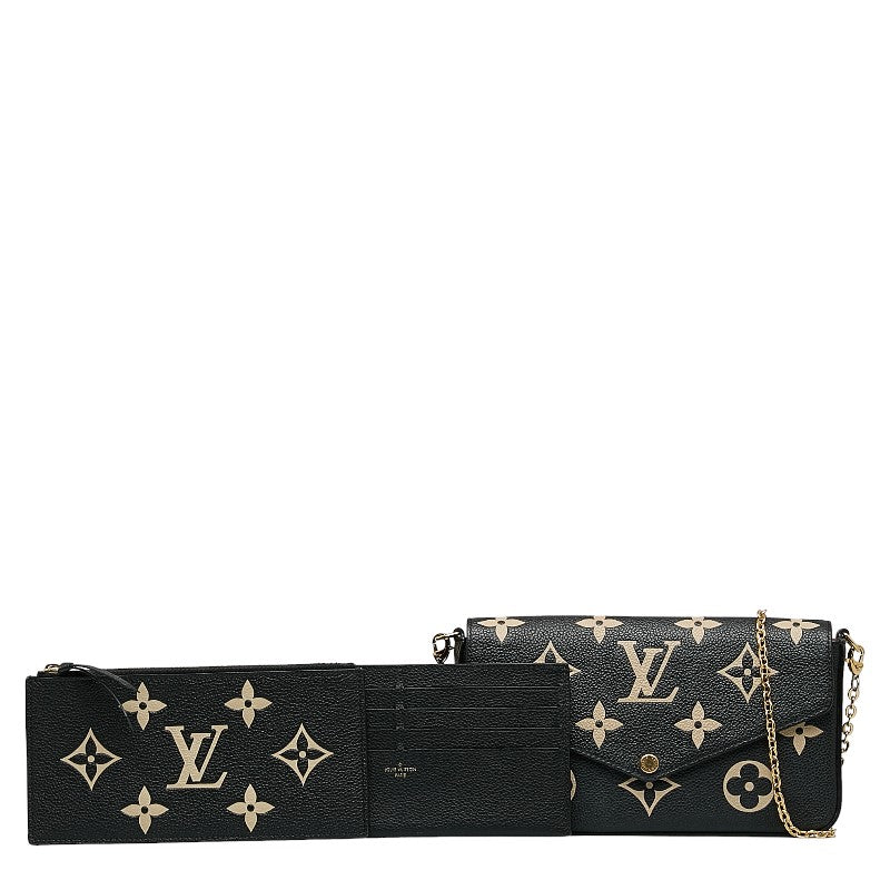 Louis Vuitton Monogram Emplant Poschet Felice Chain Shoulder Bag Black Beige Leather Ladies Louis Vuitton