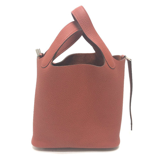 HERMES Handbag Taurillon Clemence Red Picotan Lock PM Women