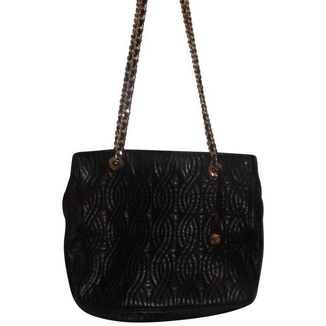 Fendi Pasta Tote Style Purses Supple Black Quilted Leather With Curvy Pasta Or Like Design An