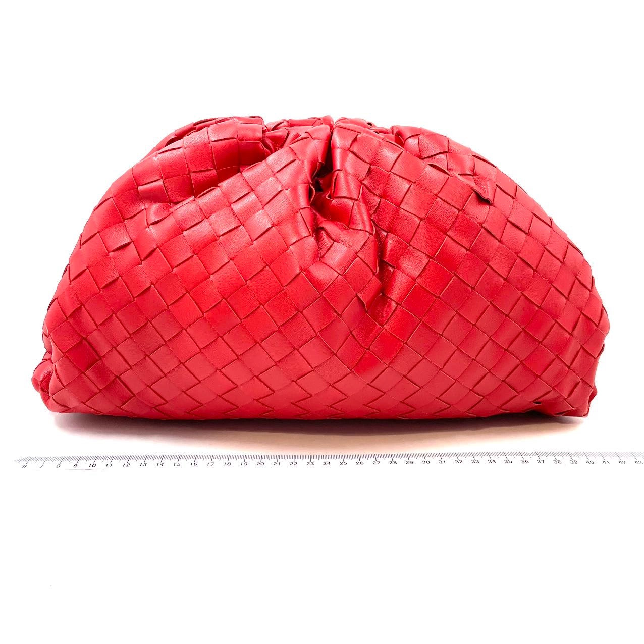 Bottega Veneta Pouch Large Intrecciato Leather Clutch Red