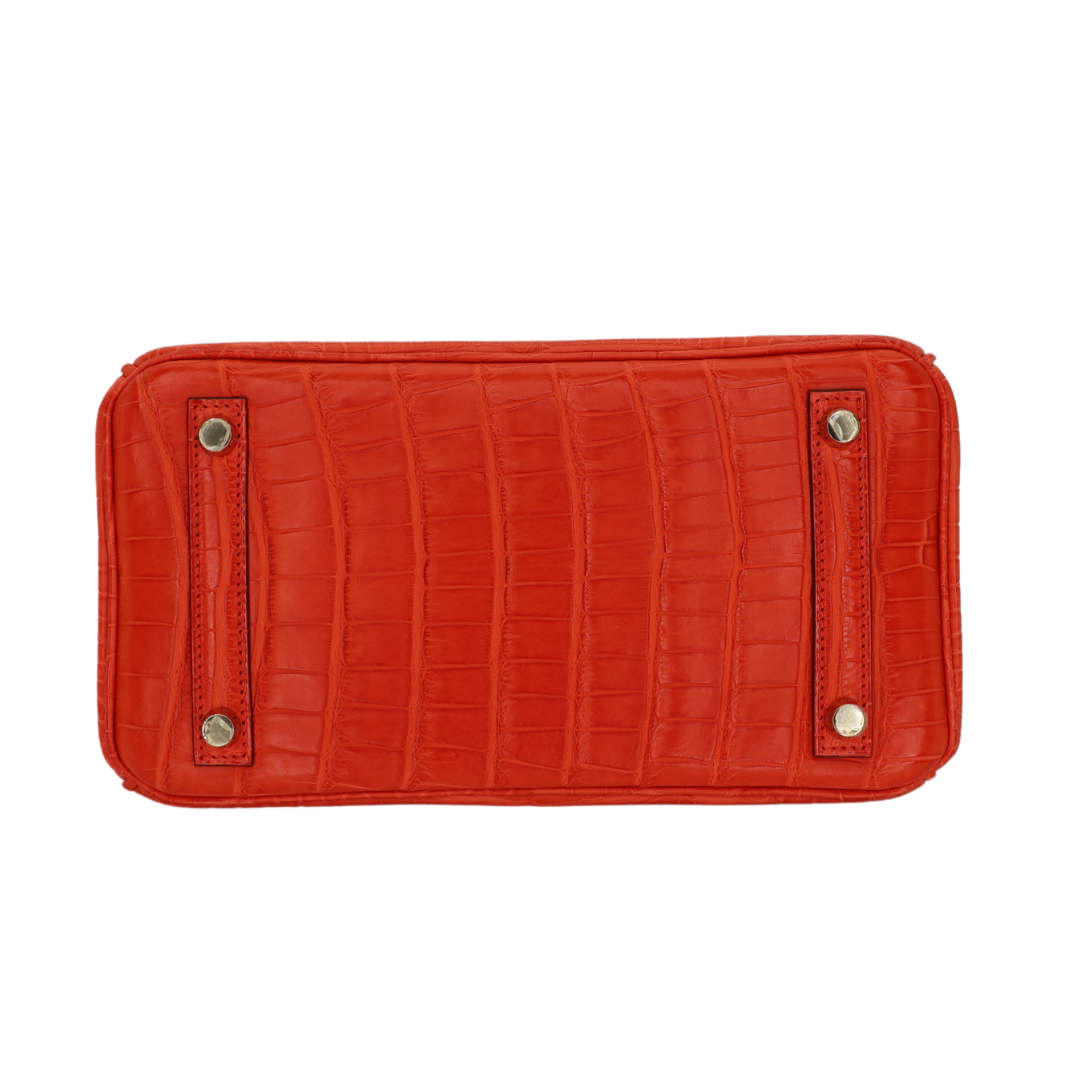Hermes25cm Birkin Orange Poppy Matte Alligator Gold Hardware
