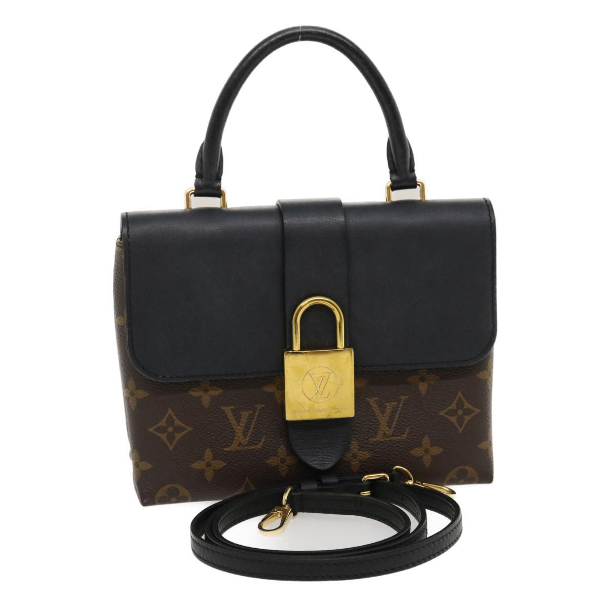 LOUIS VUITTON Monogram Rocky BB 2Way Hand Shoulder Bag Black Auth 29587A