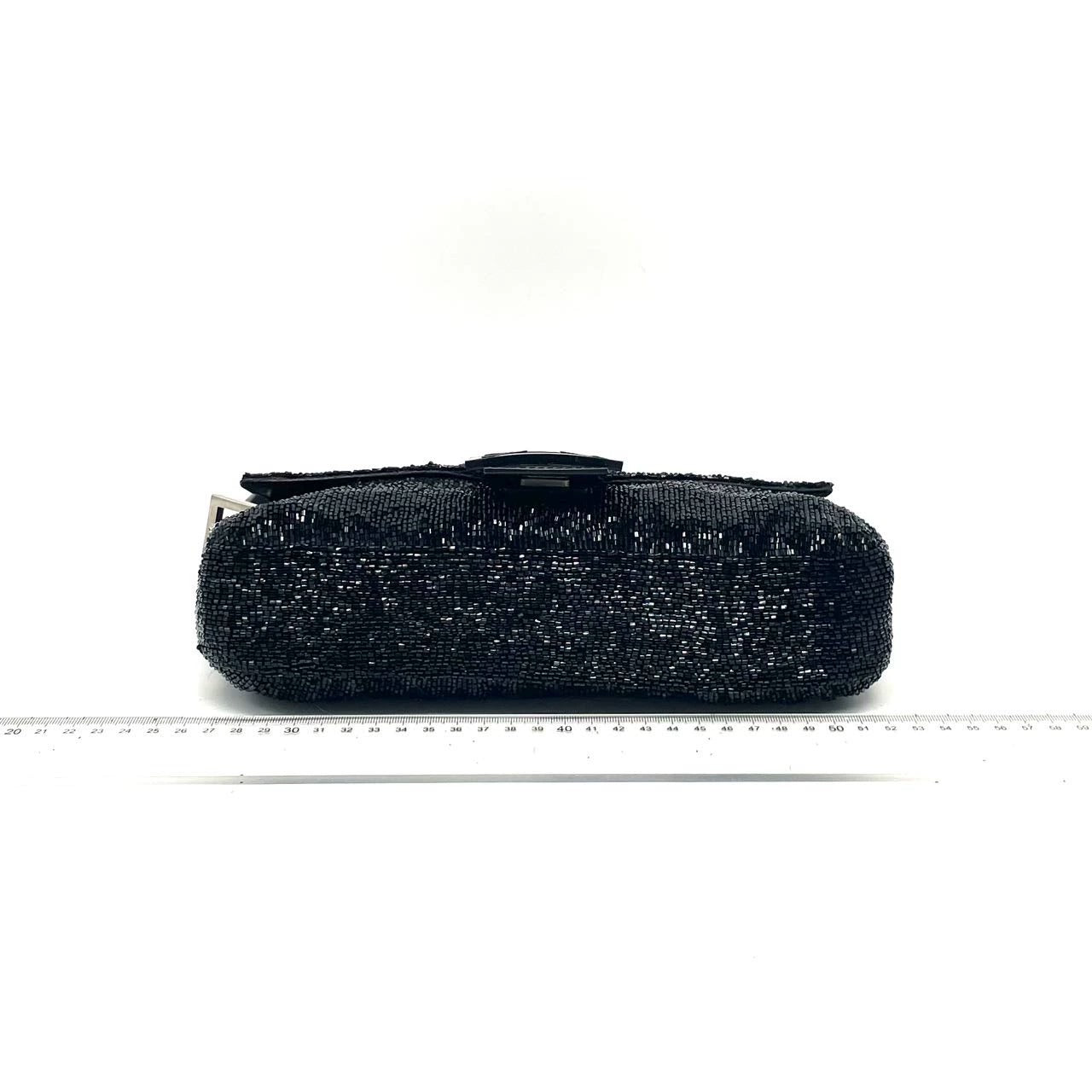 Fendi Baguette   Black Glitter Beads Shoulder Bag