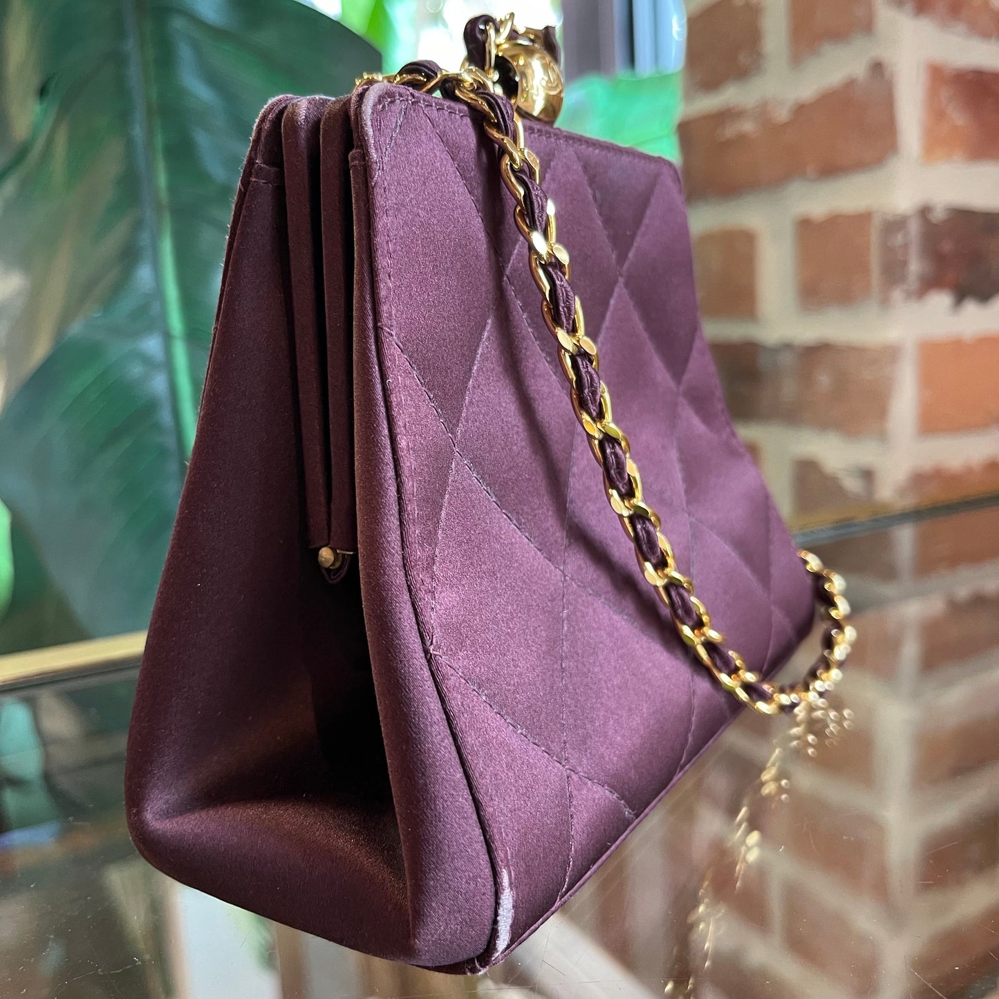 CHANEL Silk Plum Colored Evening Bag