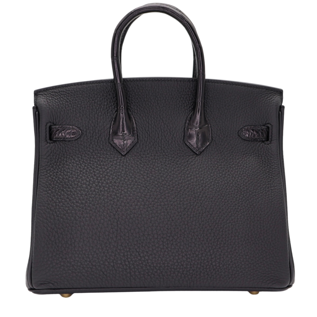 Hermes25cm Birkin Touch Black Matte Alligator/ Togo Leather Gold Hardware