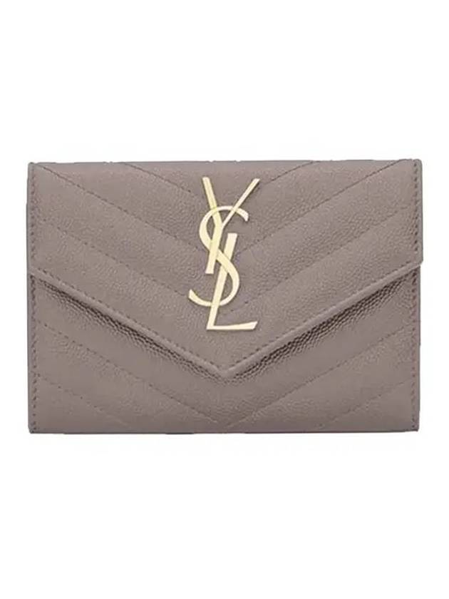 Luxury Saint Laurent Trending 2026 Monogram Envelope Quilting Small Half Wallet Grey