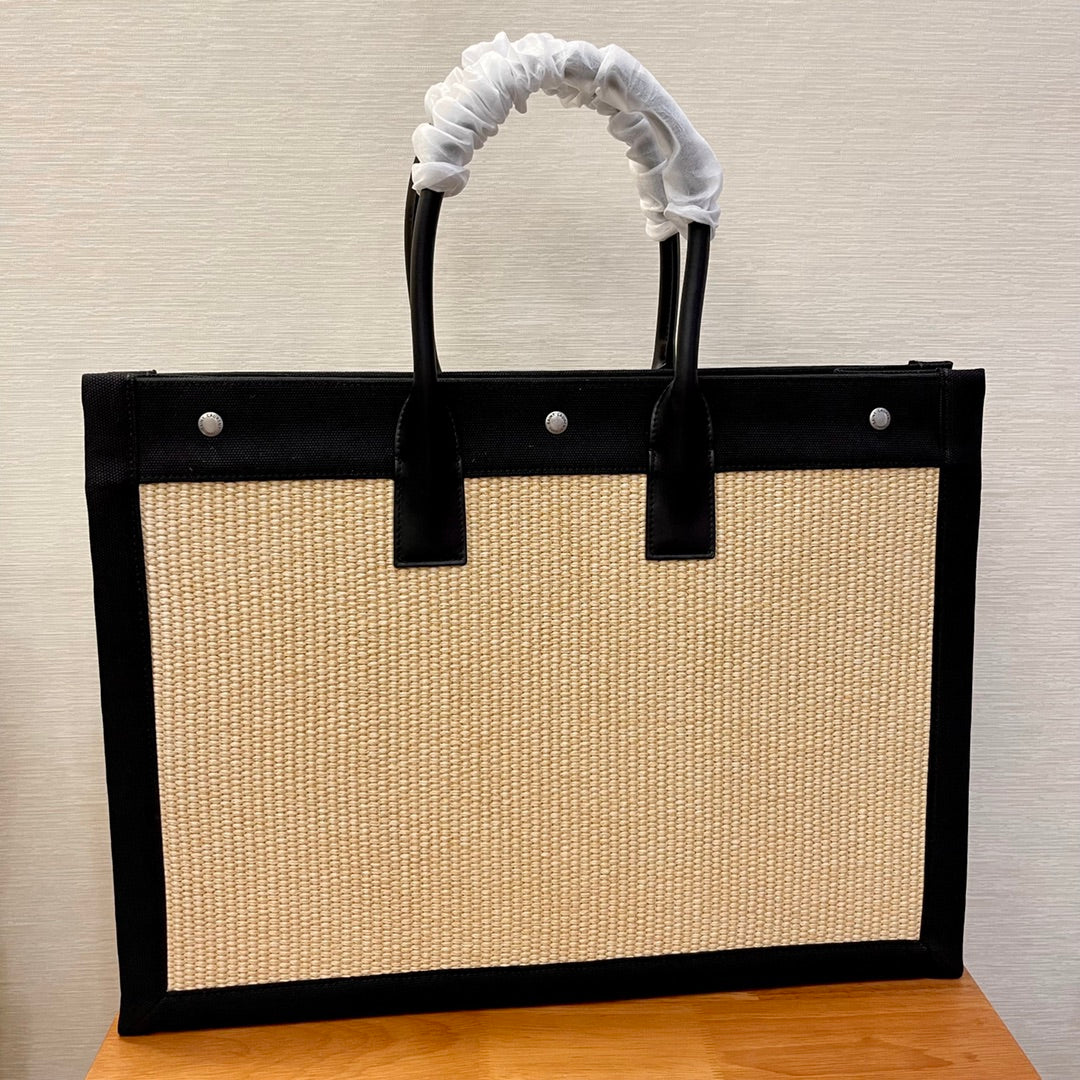 Yves Saint Laurent Rive Gauche Tote Bag In Raffia