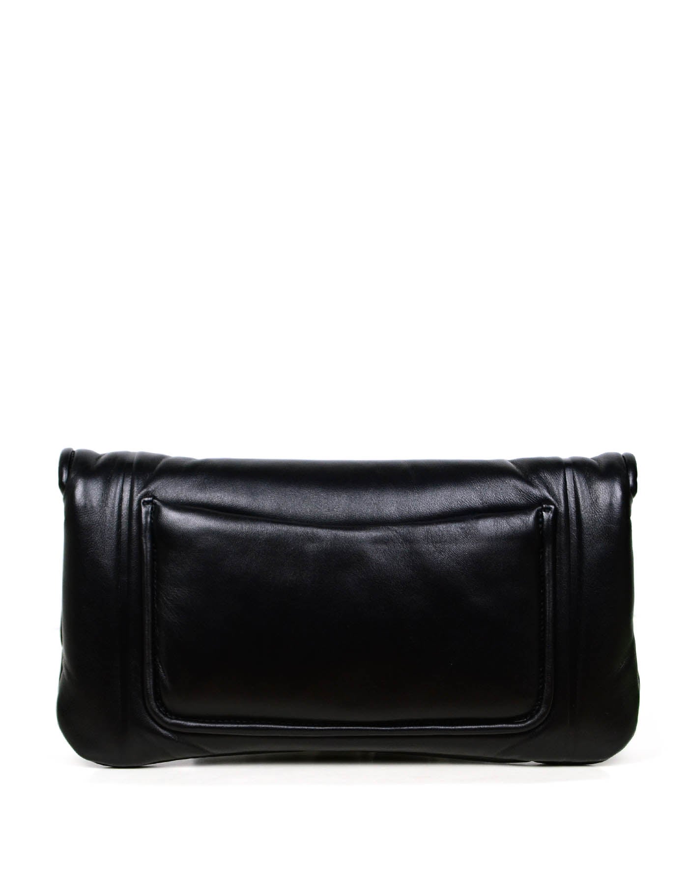 Chanel 2019 NWT Black Shiny Lambskin Puffy Clutch Bag