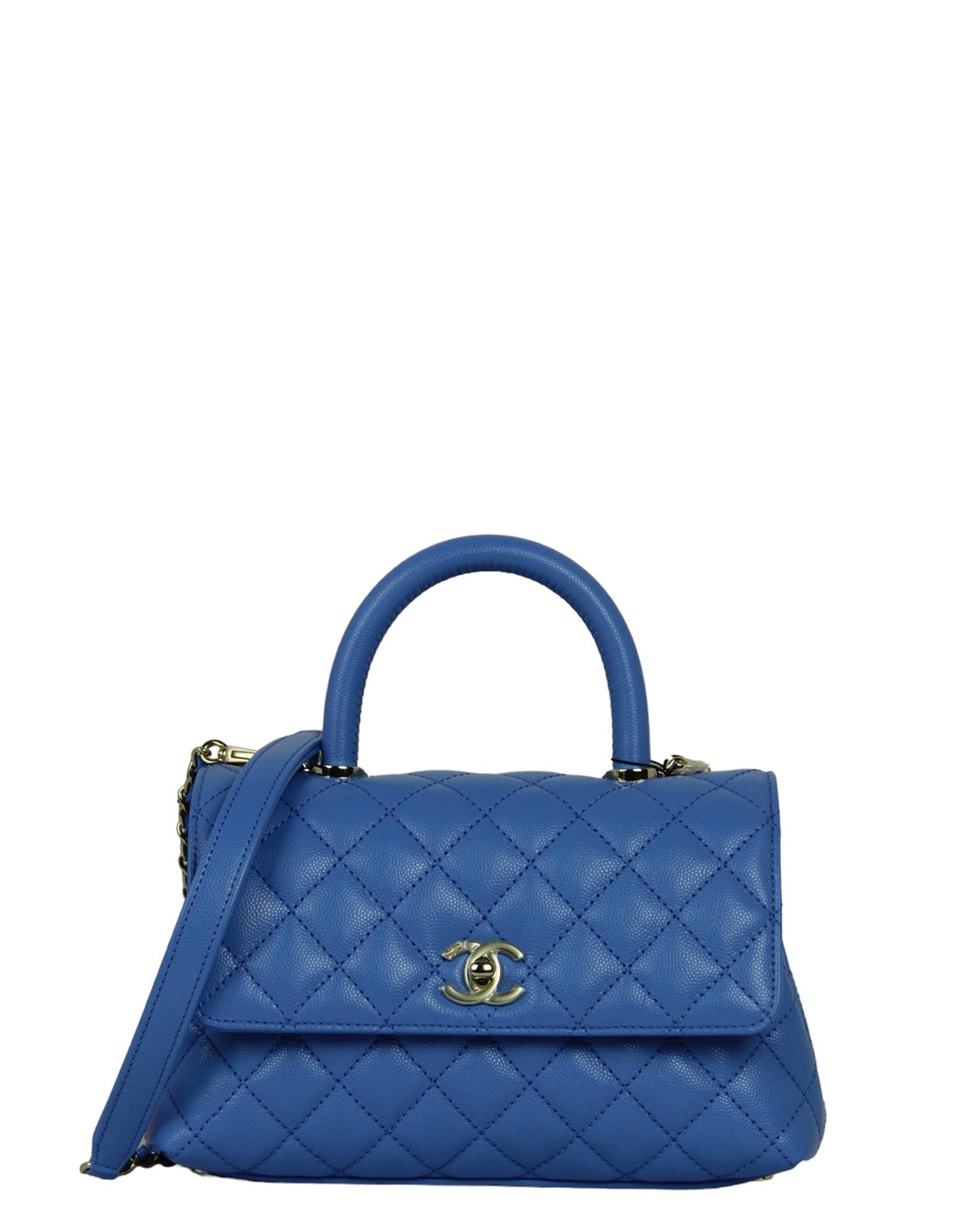 Chanel 2024 Blue Caviar Mini Coco Handle Flap Bag