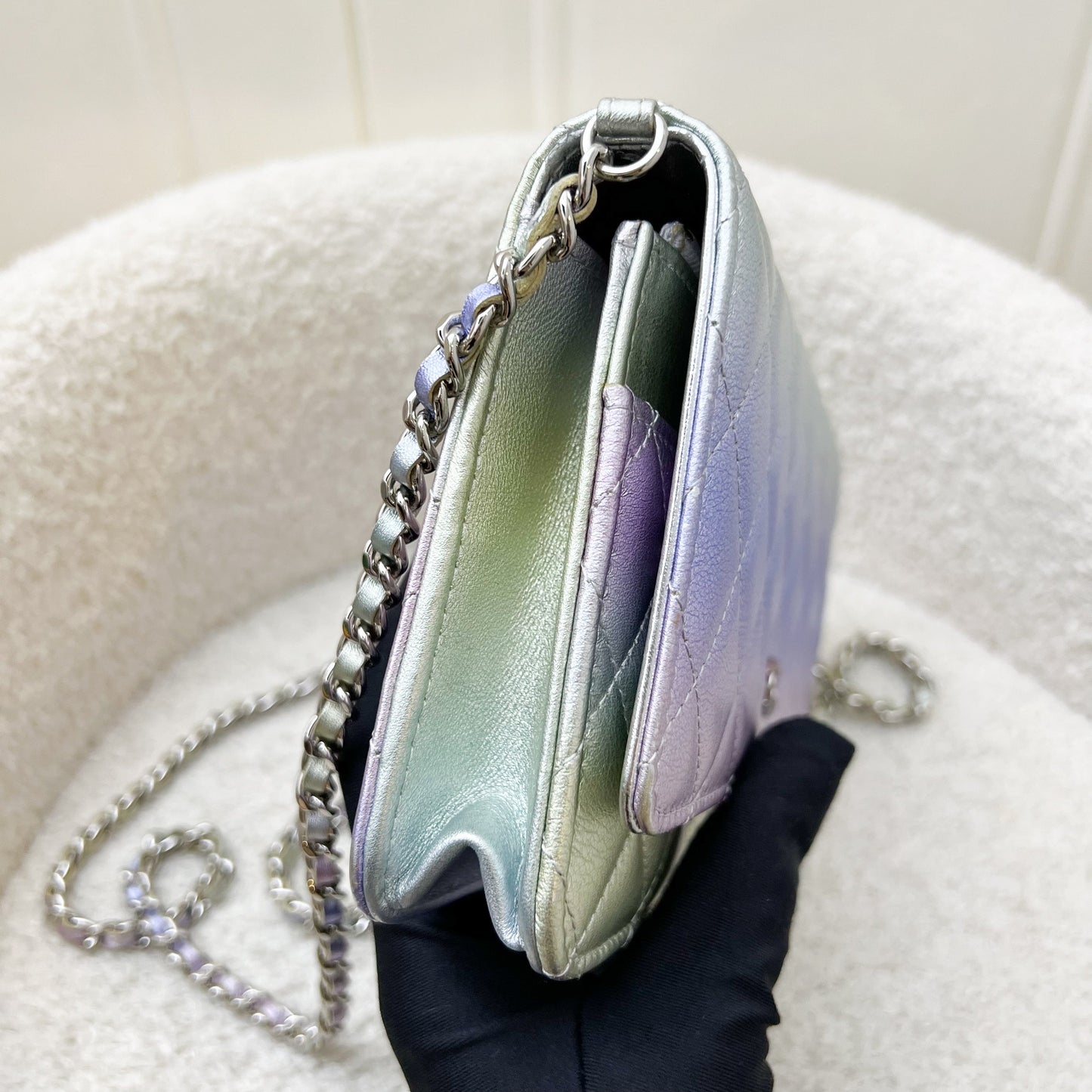 Chanel Classic Wallet on Chain WOC in 21K Iridescent Rainbow Calfskin and SHW Crossbody