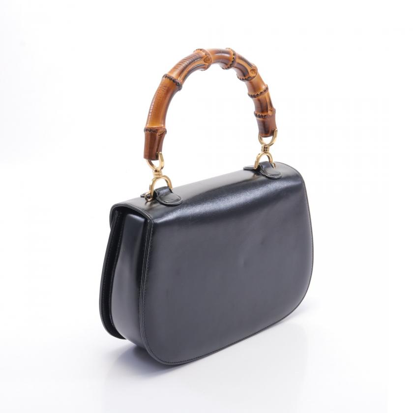 Gucci Bamboo Black Leather Handbag