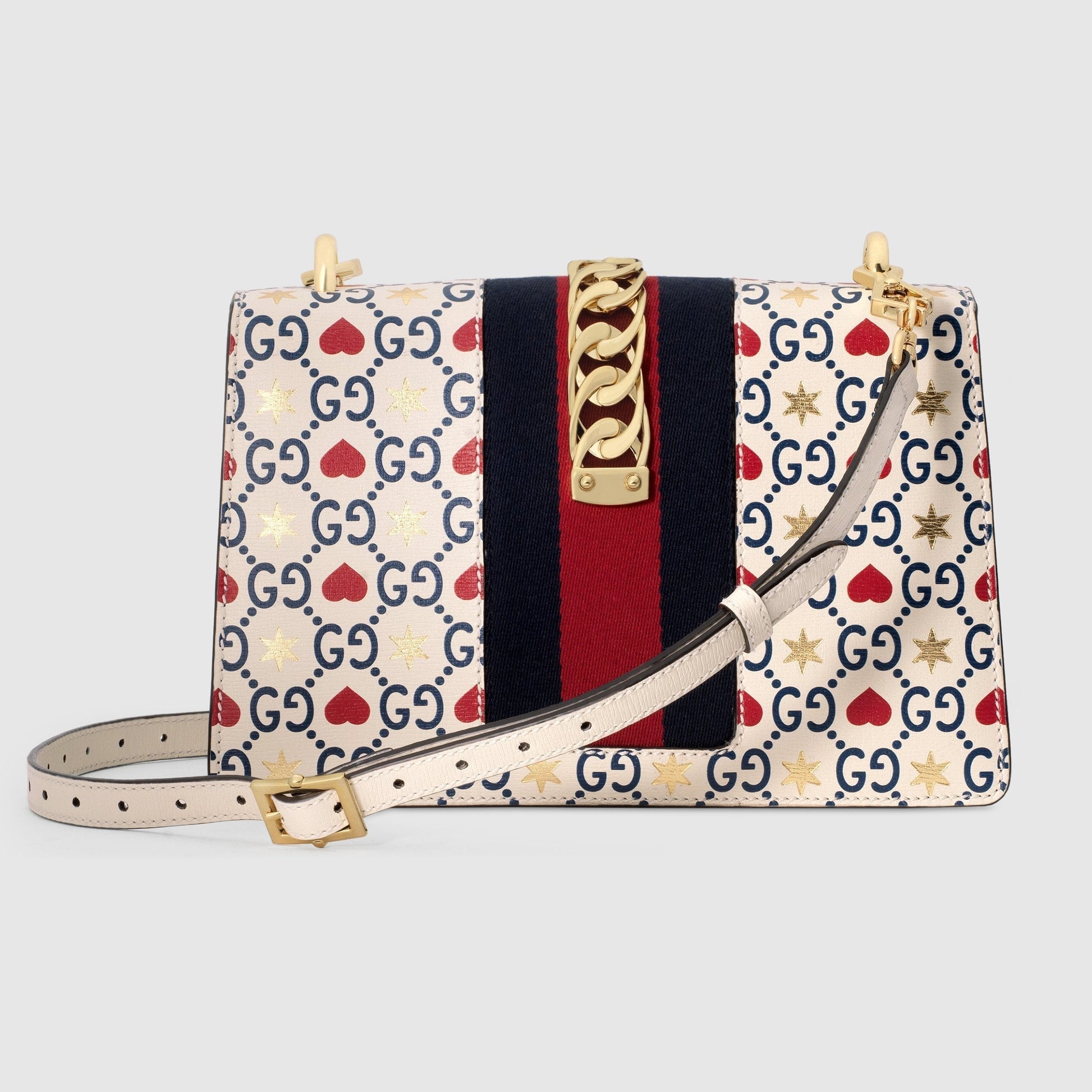 Gucci Monogram Nylon Chain Leather Crossbody