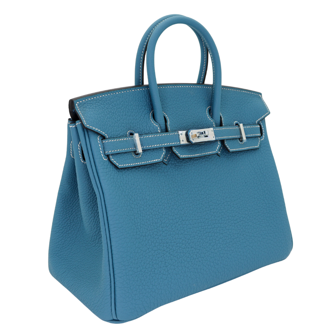 Hermes25cm Birkin Bleu Jean Togo Leather Palladium Hardware