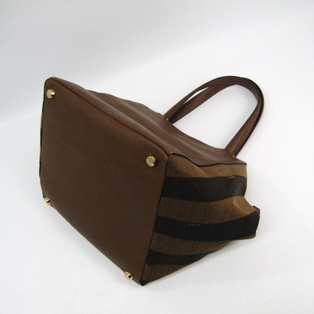 Fendi Brown Pequin Striped Medium Satchel