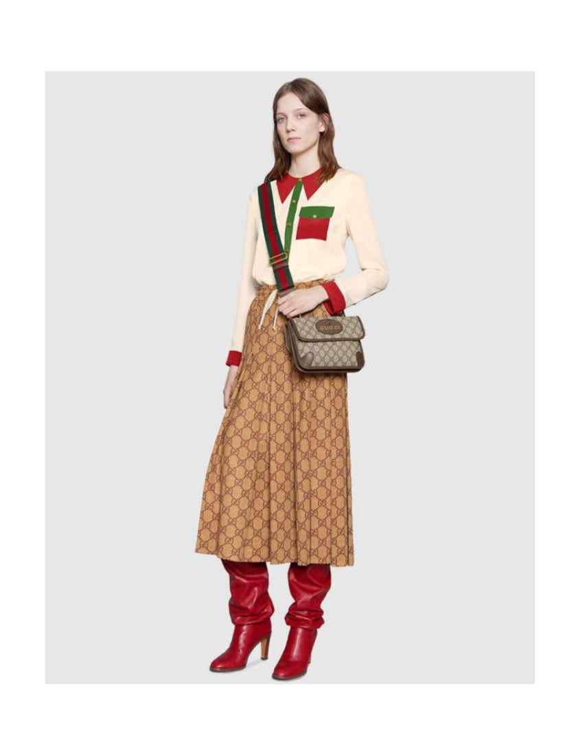 Gucci Leather Canvas Shoulder Bag