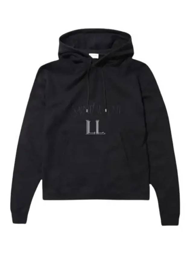 Luxury Saint Laurent Trending 2026 Front Logo Cotton Hoodie Black