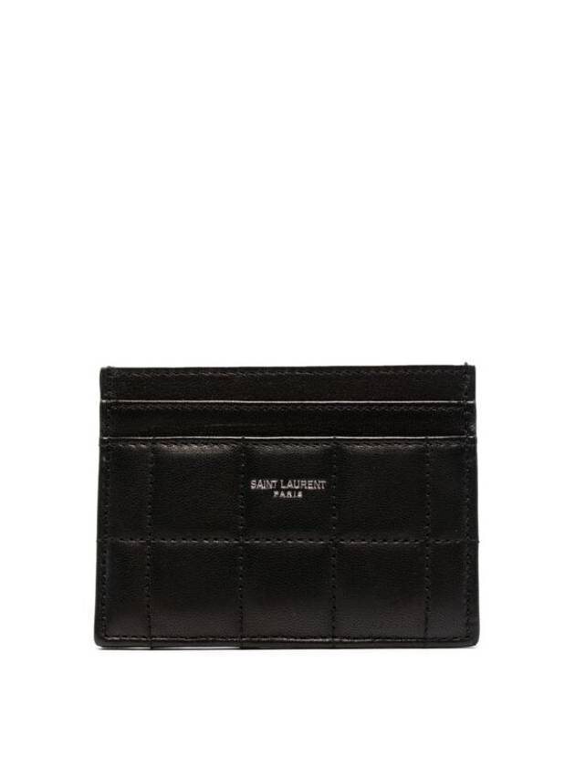 Luxury Saint Laurent Trending 2026 Logo Print Quilted Card Wallet Black