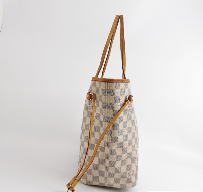 Louis Vuitton(LV) Damier Azur Neverfull tote Bag MM White 24090878857261