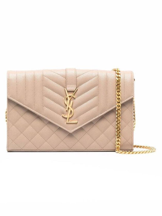 Luxury Saint Laurent Trending 2026 Cassandre Monogram Chain Cross Bag Dark Beige