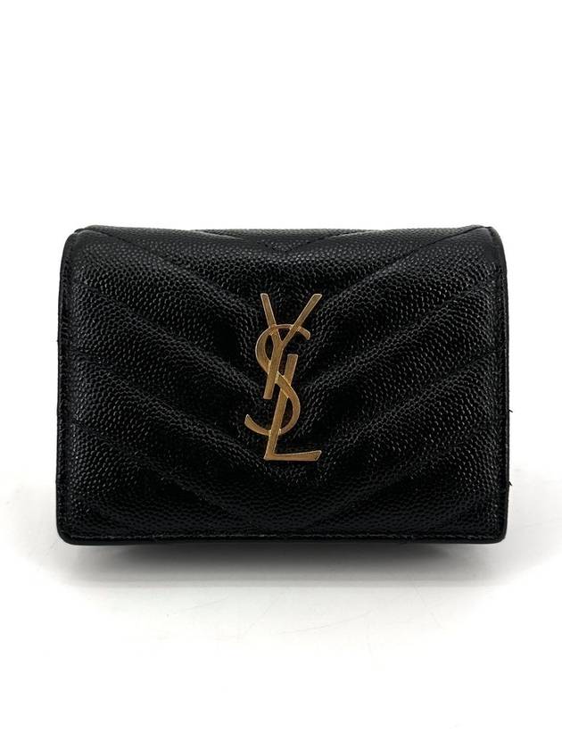 Luxury Saint Laurent Trending 2026 Monogram gold flap card wallet 530841