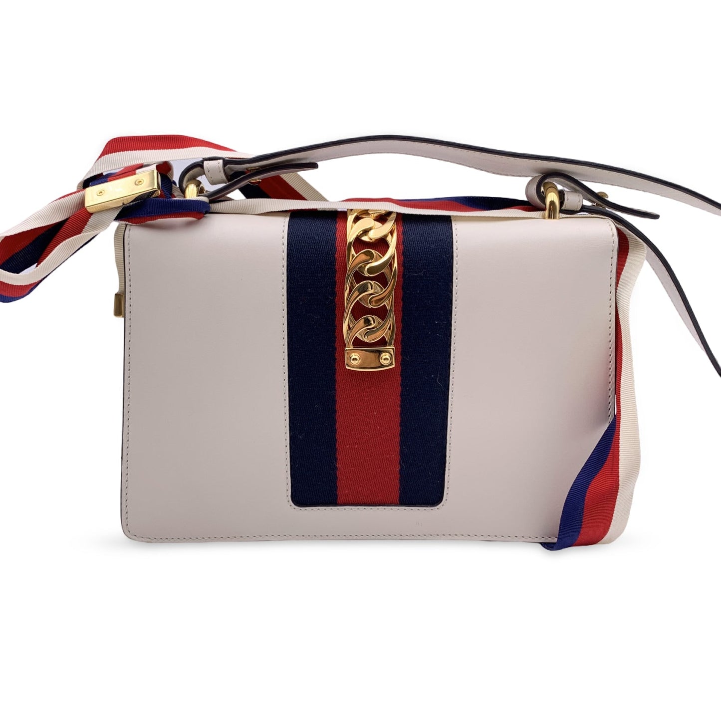 Gucci Sylvie White Leather Chain Shoulder Bag Style 3