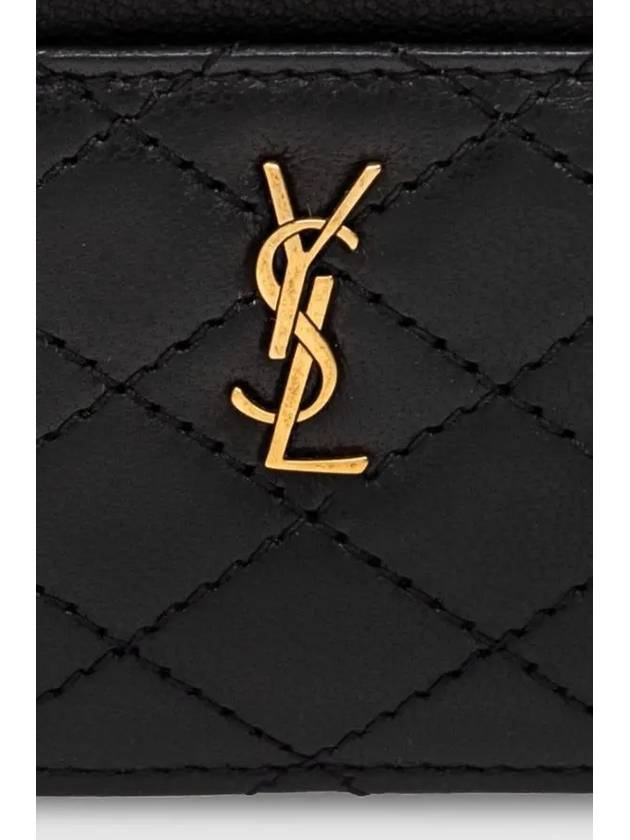 Luxury Saint Laurent Trending 2026 Gabi Quilted Lambskin Card Wallet Black