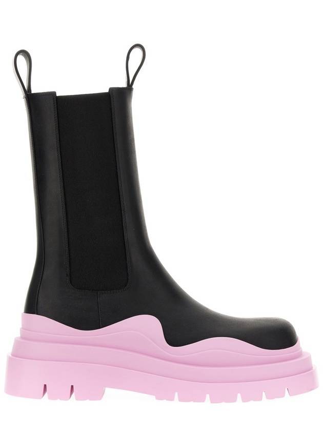 Luxury Bottega Veneta Tire Chelsea Boots Black Pink