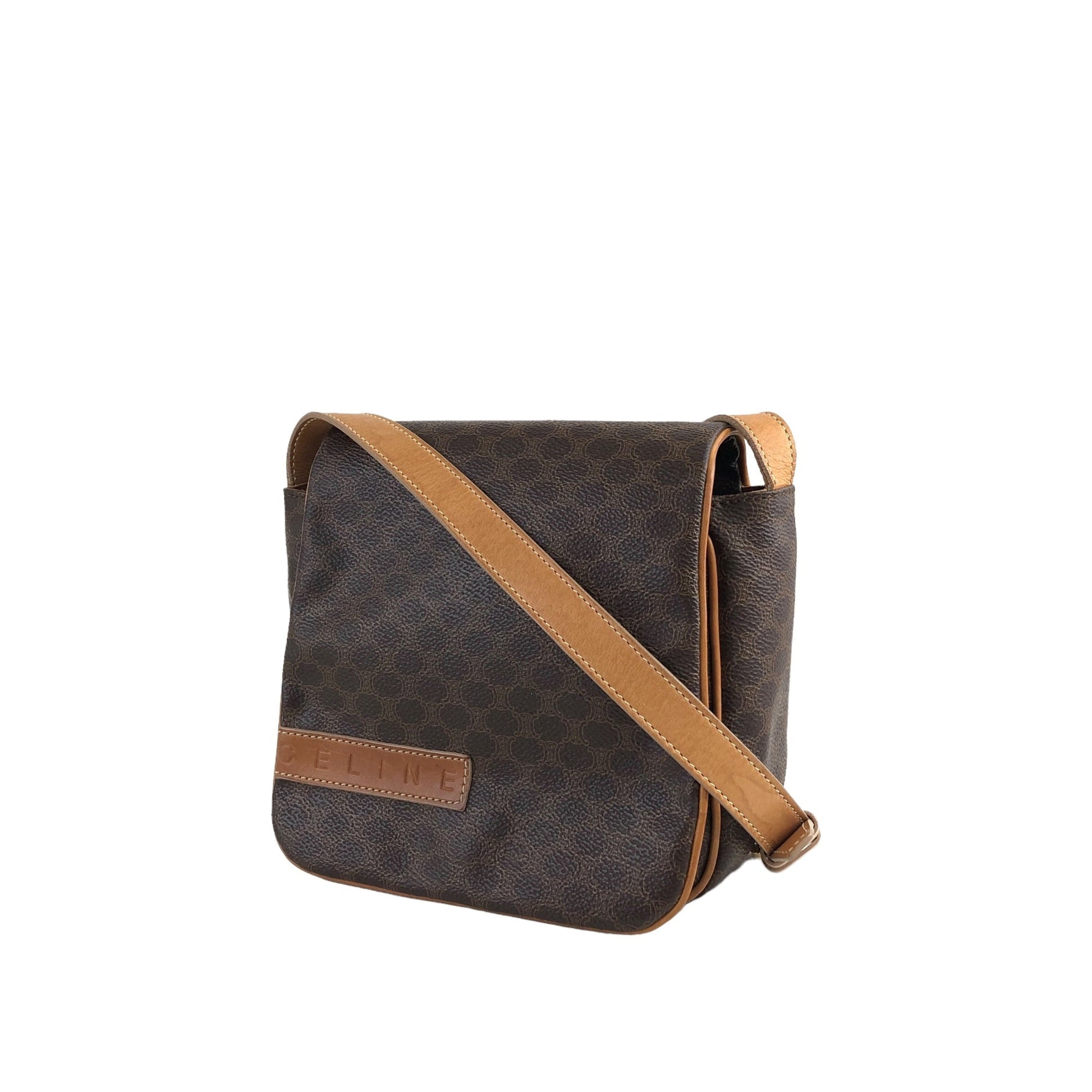 CELINE Macadam Logo Flap Shoulder bag Brown y7pwvg