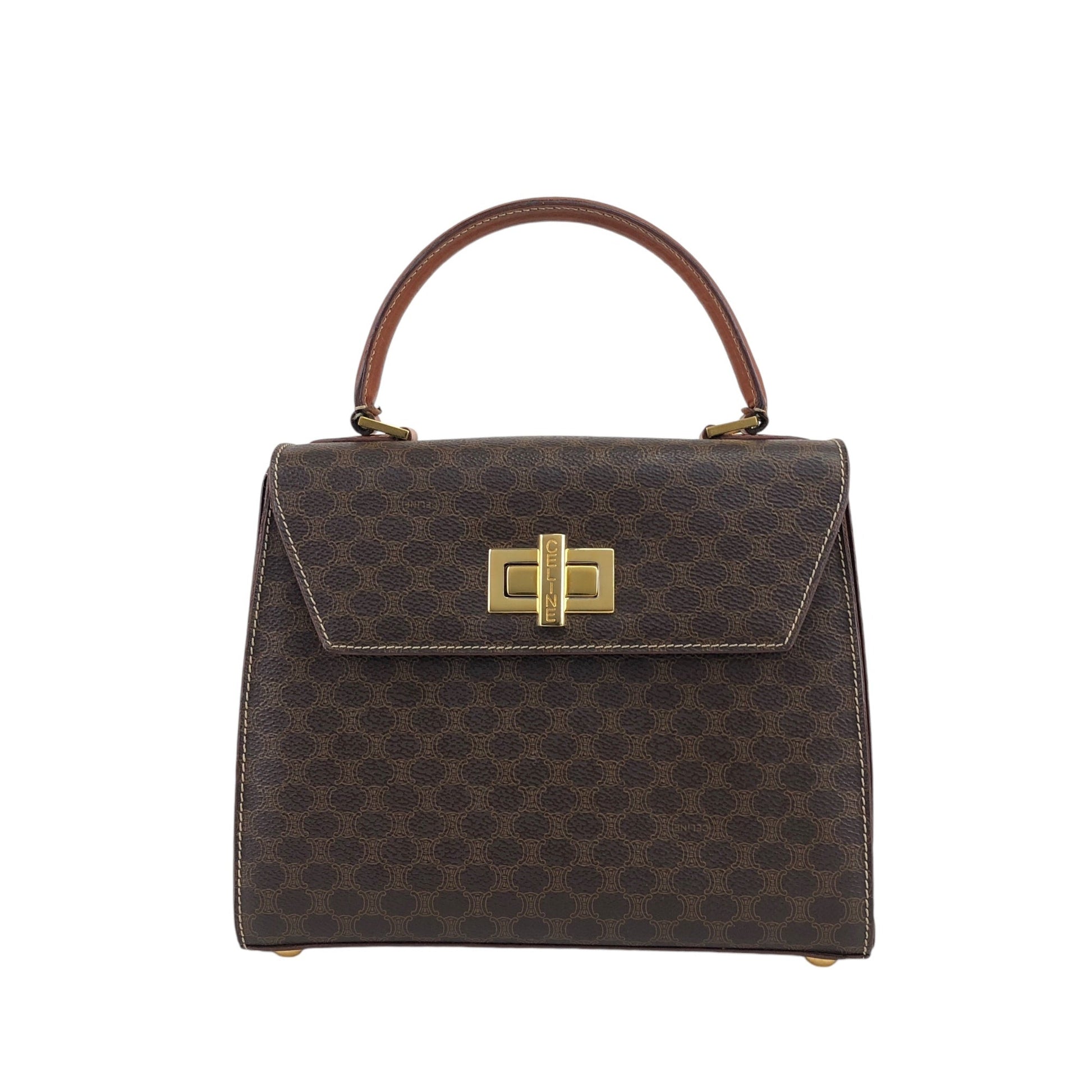 CELINE Macadam Turn Lock Handbag Brown in5yfj