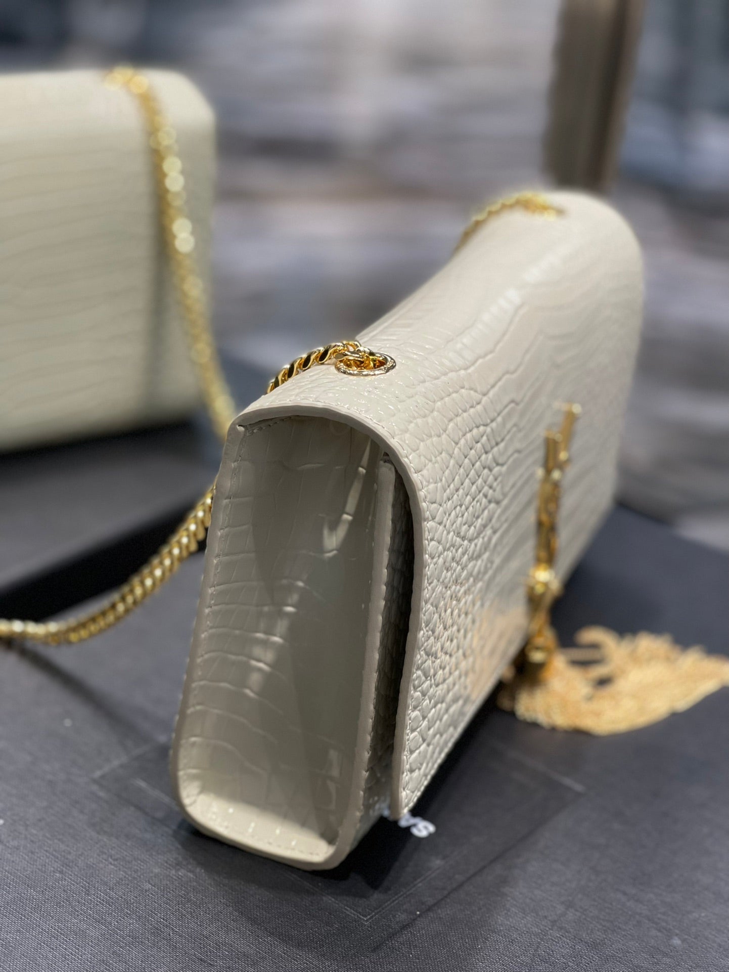 Yves Saint Laurent Kata Medium Chain Bag White