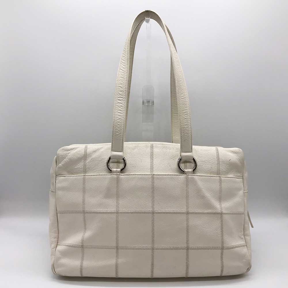 Chanel Leather Boston Bag White Chocolate Bar Classic Flap