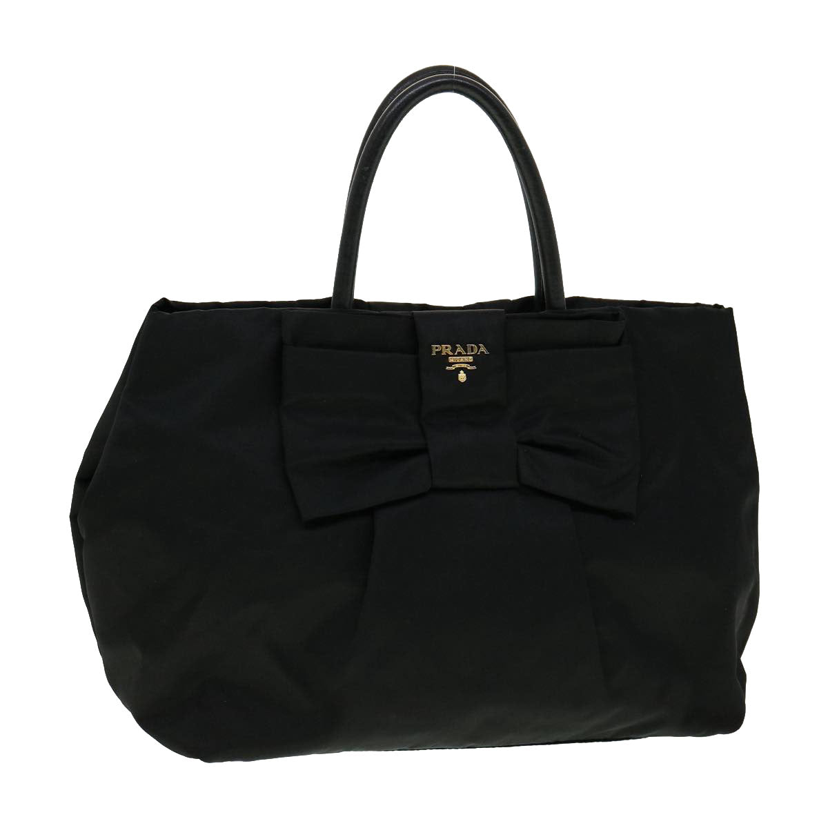 PRADA Nylon Hand Bag Black Auth
