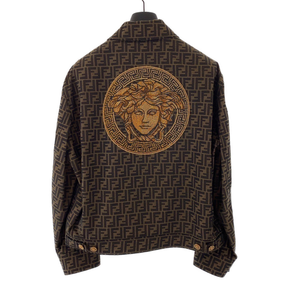 FENDI tailored jacket polyester Brown FENDACE Fender Zucca Pattern Medusa Fendi Versace collaboration 52