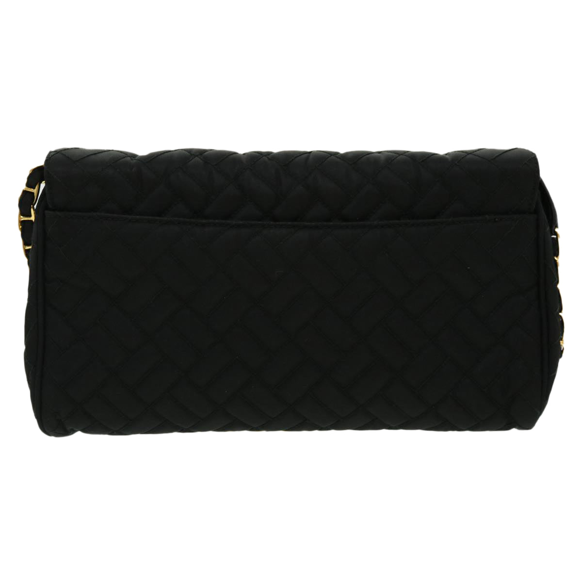 Prada Chain Shoulder Bag Nylon Black Gold