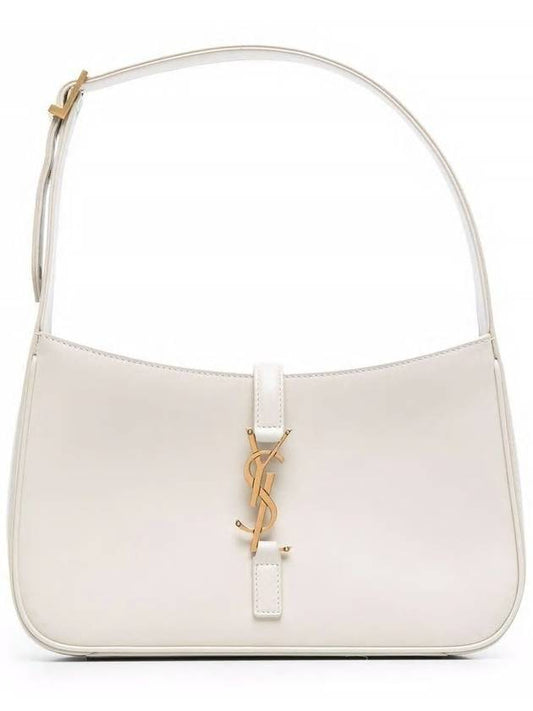 Luxury Saint Laurent Trending 2026 Le 5 A 7 Smooth Leather Hobo Shoulder Bag Blanc Vintage