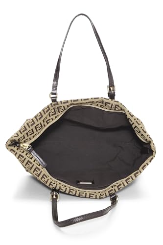 Fendi, Beige Zucchino Canvas Tote Small, Brown
