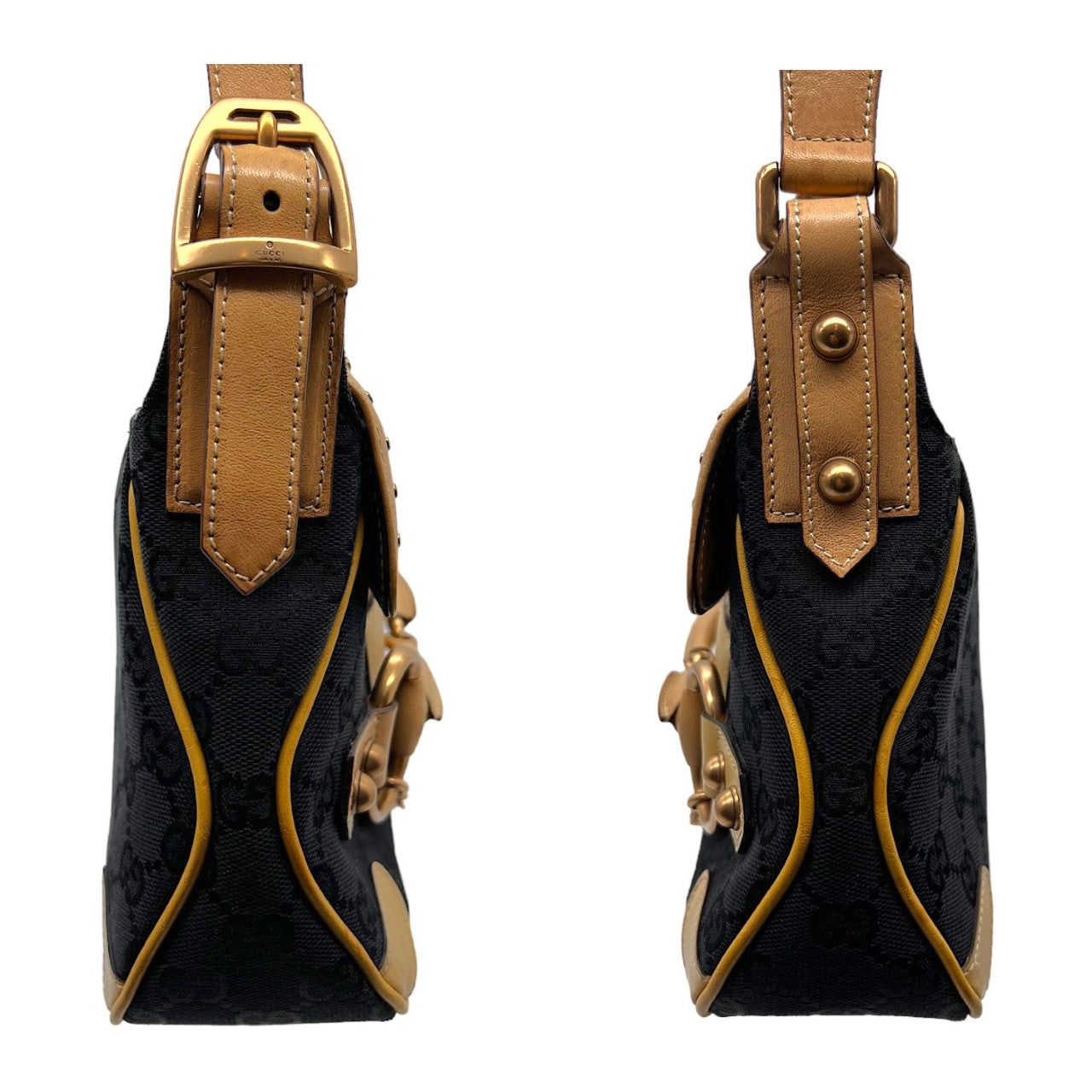 Gucci Monogram Nylon Leather Canvas Handbag