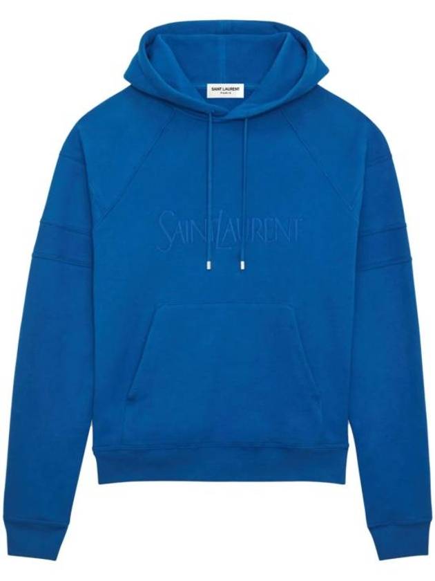 Luxury Saint Laurent Trending 2026 Embroidered Logo Hoodie Blue