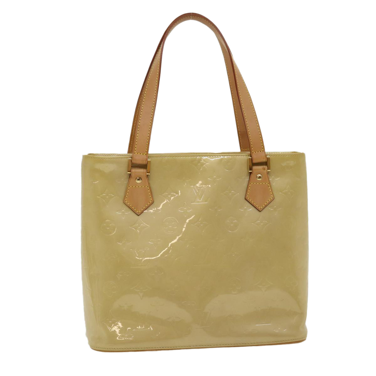 LOUIS VUITTON Monogram Vernis Houston Hand Bag Beige LV Auth