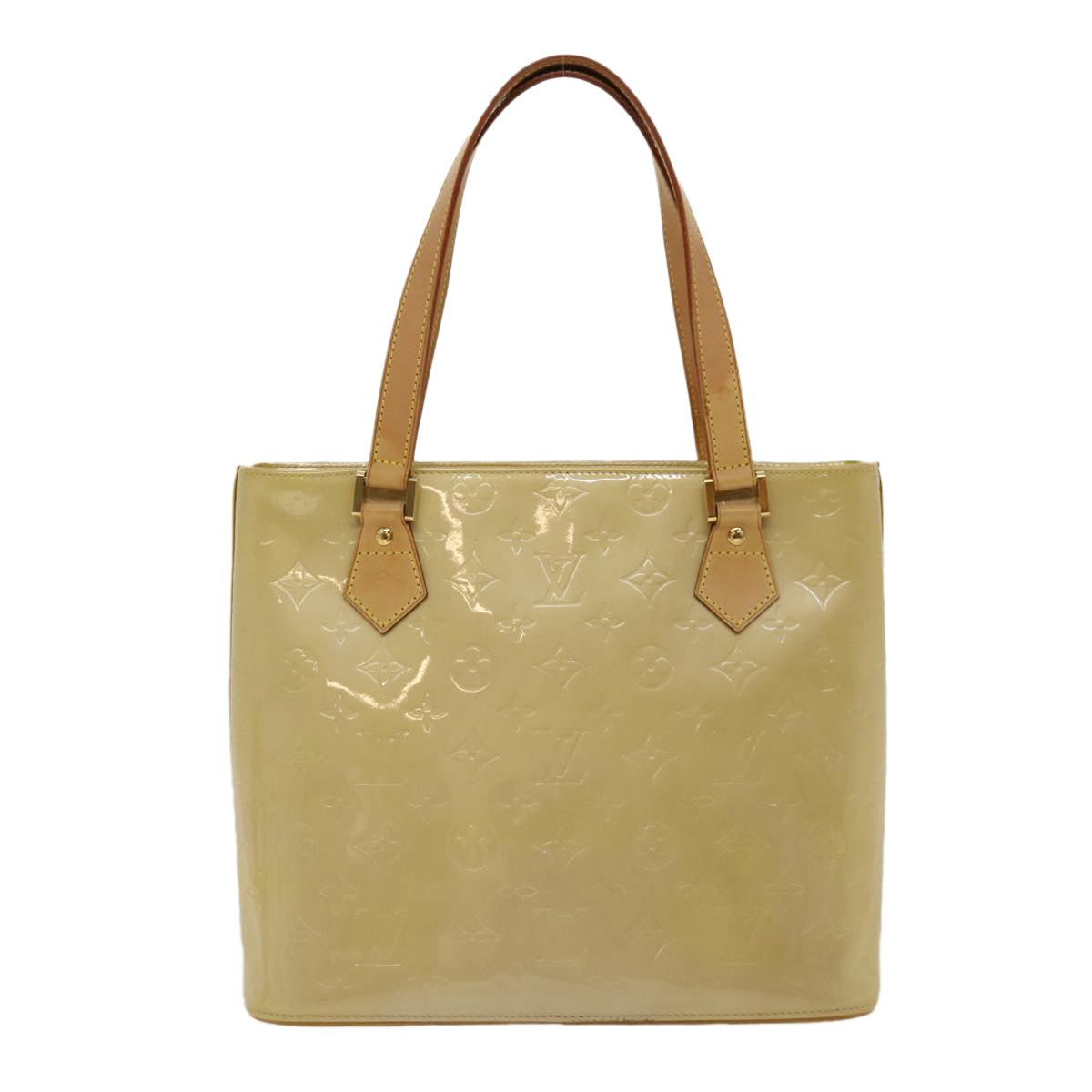 LOUIS VUITTON Monogram Vernis Houston Hand Bag Beige LV Auth