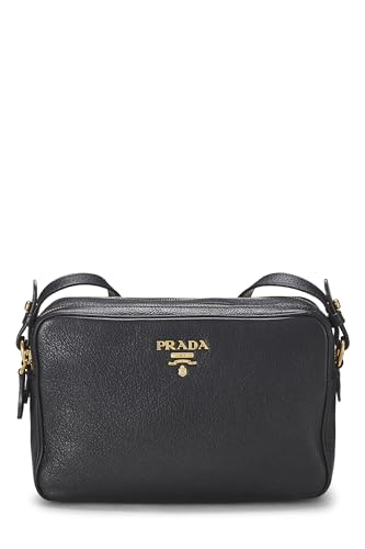 Prada, Black Vitello Daino Double Zip Camera Bag, Black