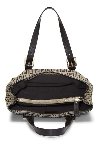 Fendi, Brown Zucchino Canvas Handbag, Brown