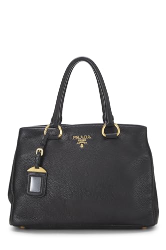 Prada, Black Vitello Daino Convertible Tote, Black